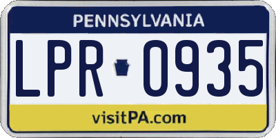 PA license plate LPR0935
