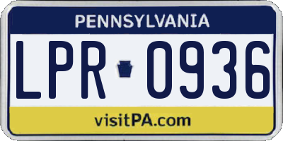 PA license plate LPR0936