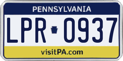 PA license plate LPR0937