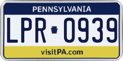 PA license plate LPR0939