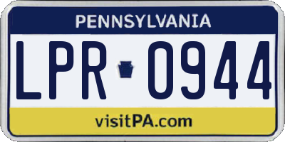 PA license plate LPR0944