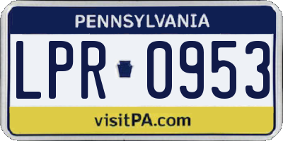 PA license plate LPR0953