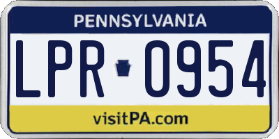 PA license plate LPR0954