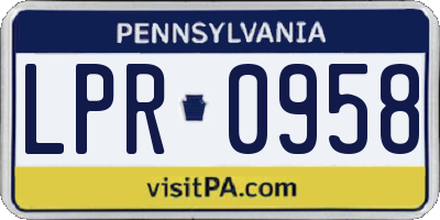 PA license plate LPR0958