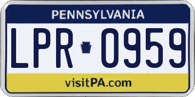 PA license plate LPR0959