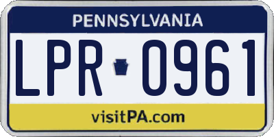PA license plate LPR0961