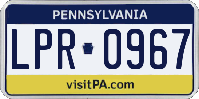 PA license plate LPR0967