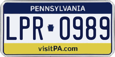 PA license plate LPR0989