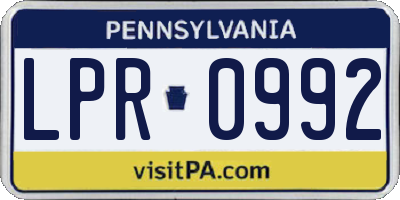 PA license plate LPR0992