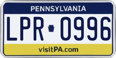 PA license plate LPR0996