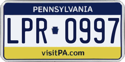 PA license plate LPR0997