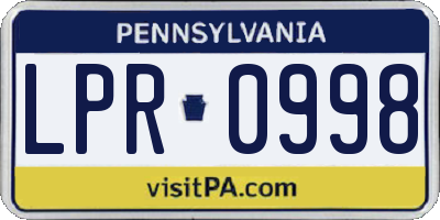 PA license plate LPR0998