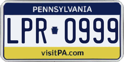 PA license plate LPR0999