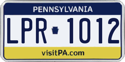 PA license plate LPR1012