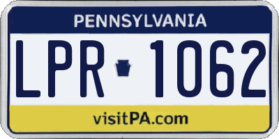 PA license plate LPR1062