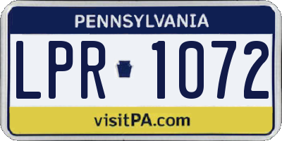 PA license plate LPR1072