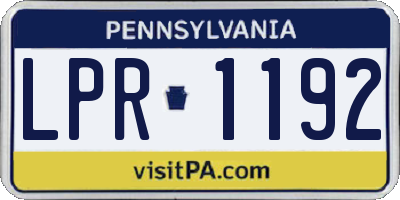 PA license plate LPR1192