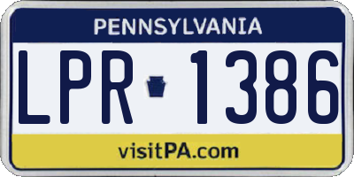 PA license plate LPR1386