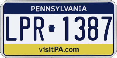 PA license plate LPR1387