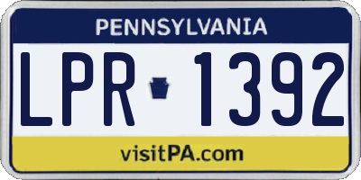 PA license plate LPR1392