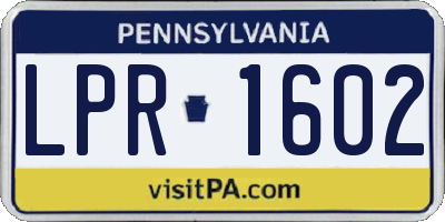 PA license plate LPR1602