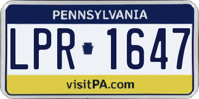 PA license plate LPR1647