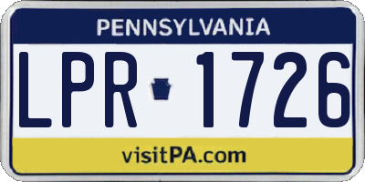 PA license plate LPR1726