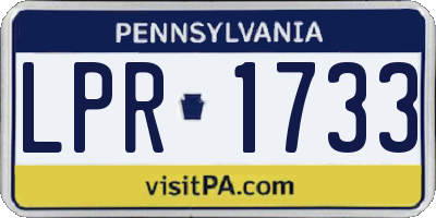 PA license plate LPR1733