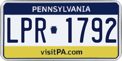 PA license plate LPR1792