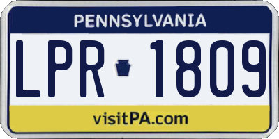 PA license plate LPR1809