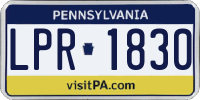 PA license plate LPR1830