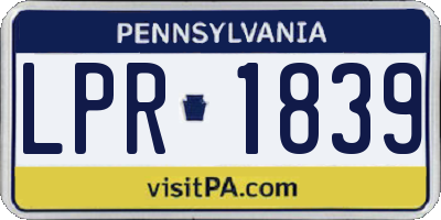 PA license plate LPR1839