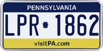 PA license plate LPR1862