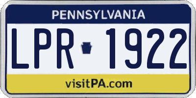PA license plate LPR1922