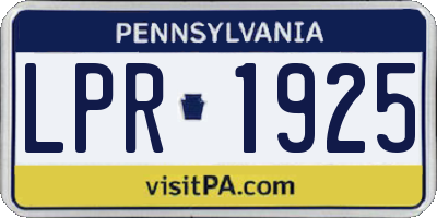 PA license plate LPR1925