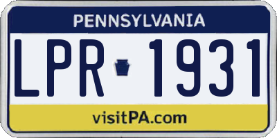 PA license plate LPR1931