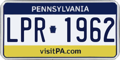 PA license plate LPR1962