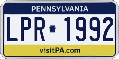 PA license plate LPR1992
