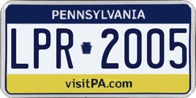 PA license plate LPR2005