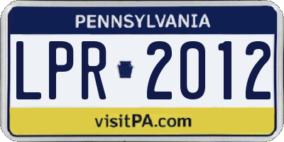 PA license plate LPR2012
