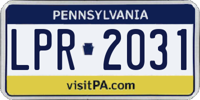 PA license plate LPR2031