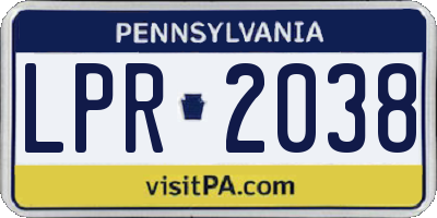 PA license plate LPR2038