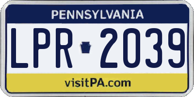 PA license plate LPR2039