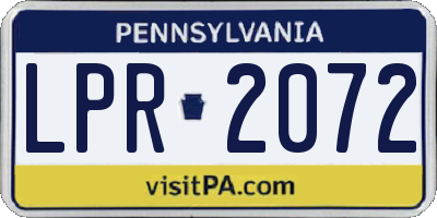 PA license plate LPR2072