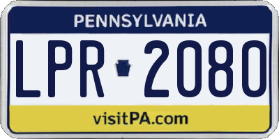 PA license plate LPR2080