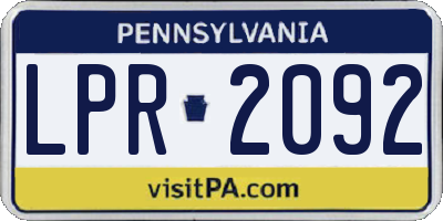 PA license plate LPR2092