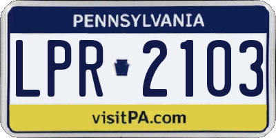 PA license plate LPR2103