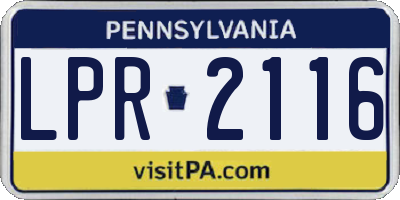 PA license plate LPR2116