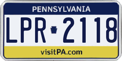 PA license plate LPR2118