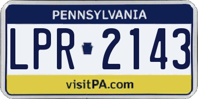 PA license plate LPR2143